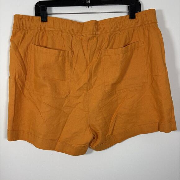Old Navy XL High Waisted Linen Pull On Shorts Orange‎ Boho Summer Vacation NWT - Picture 8 of 9